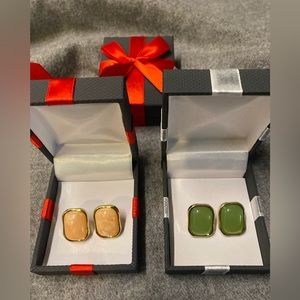Gold Plated Vintage Square Earrings, 2 pairs